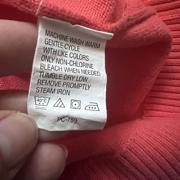 Argyle Sweater Large Izod Salmon Cotton Pink Tan Long Sleeves V Neck Preppy Golf - Picture 11 of 11